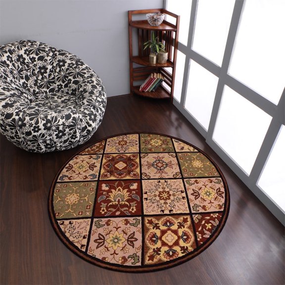 Rugsotic Carpets Hand Tufted Wool Eco-Friendly Area Rugs - 10'x10', Round, Multicolor, Modern Contemporary Design, High Pile Handmade Anti Skid Rugs for Living Room, Bed Room (K0TM14)