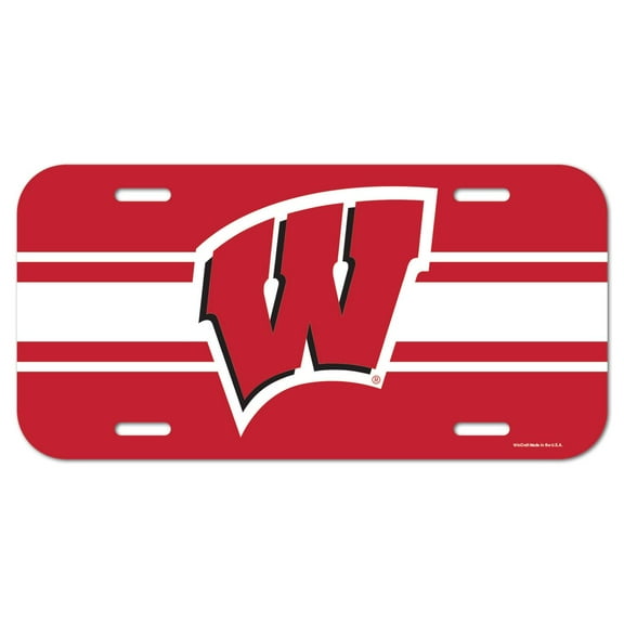 NCAA Wisconsin Stripe Plastic License Plate