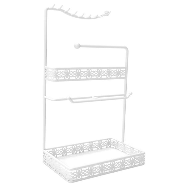Elegante joyero con bandeja para organizar la cómoda Blanco