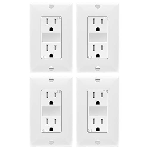 TOPGREENER LED Guide Light Decorator Outlet Combination with Automatic Night/Day Sensor White TG215TRGL 4 Pack 125VAC/15A Tamper-Resistant Receptacle