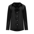 thumbnail image 5 of TKLPEHG Long Sleeve Tops for Women Lapel Button Satin Shirt Lightweight Loose Fall Tops Fashion Solid Color Casual Comfy Blouses Pullover (Black,M), 5 of 8
