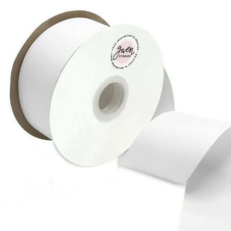 UPC: 0810056348304 | Solid White Grosgrain Ribbon  2.5  x 50 Yards by Gwen Studios