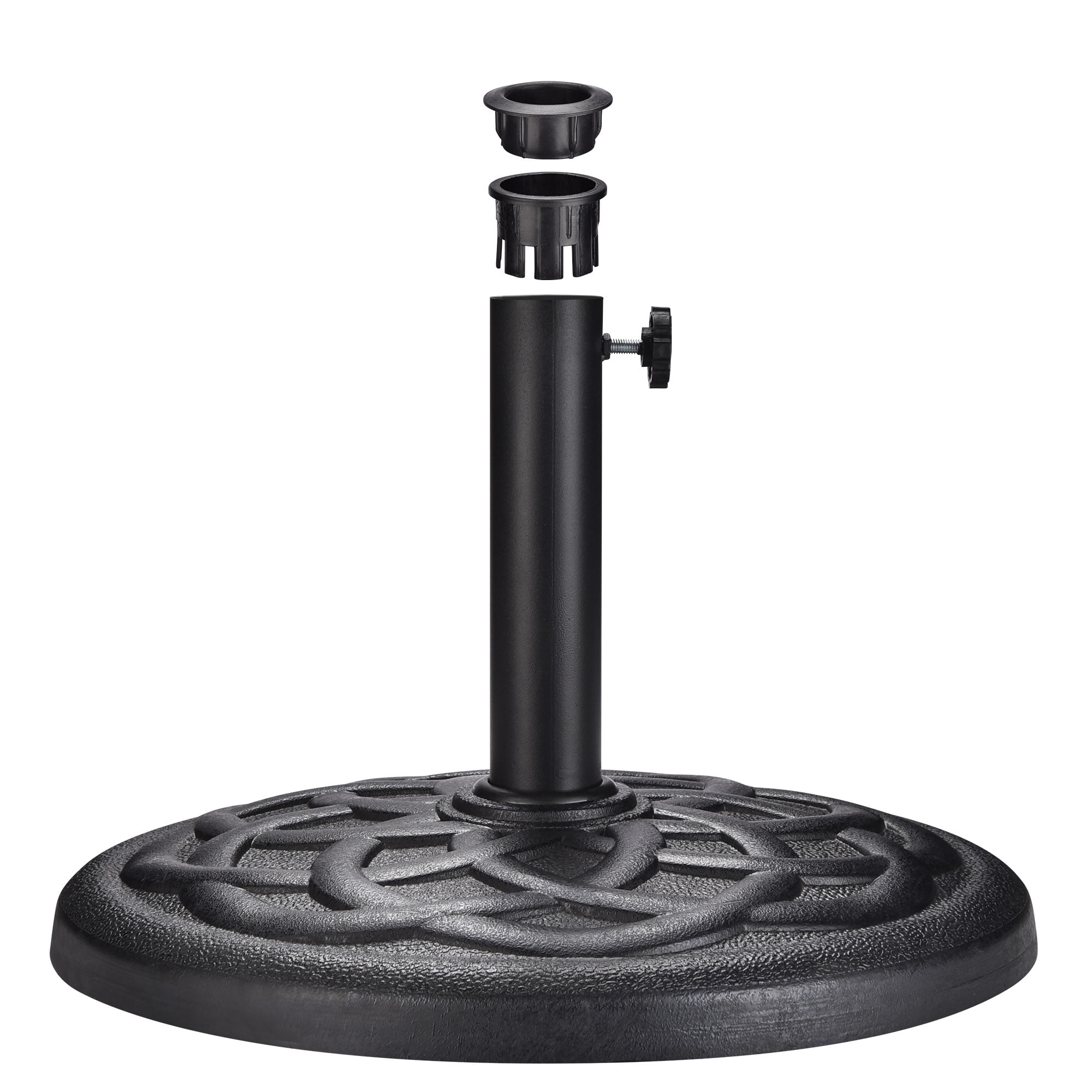 Yescom 7.5ft Outdoor Patio Umbrella with Base Included Heavy Duty Weighted Stand Holder with Scale Tilt Sunshade Garden Parasol for Yard Deck Market Pool Navy Blue