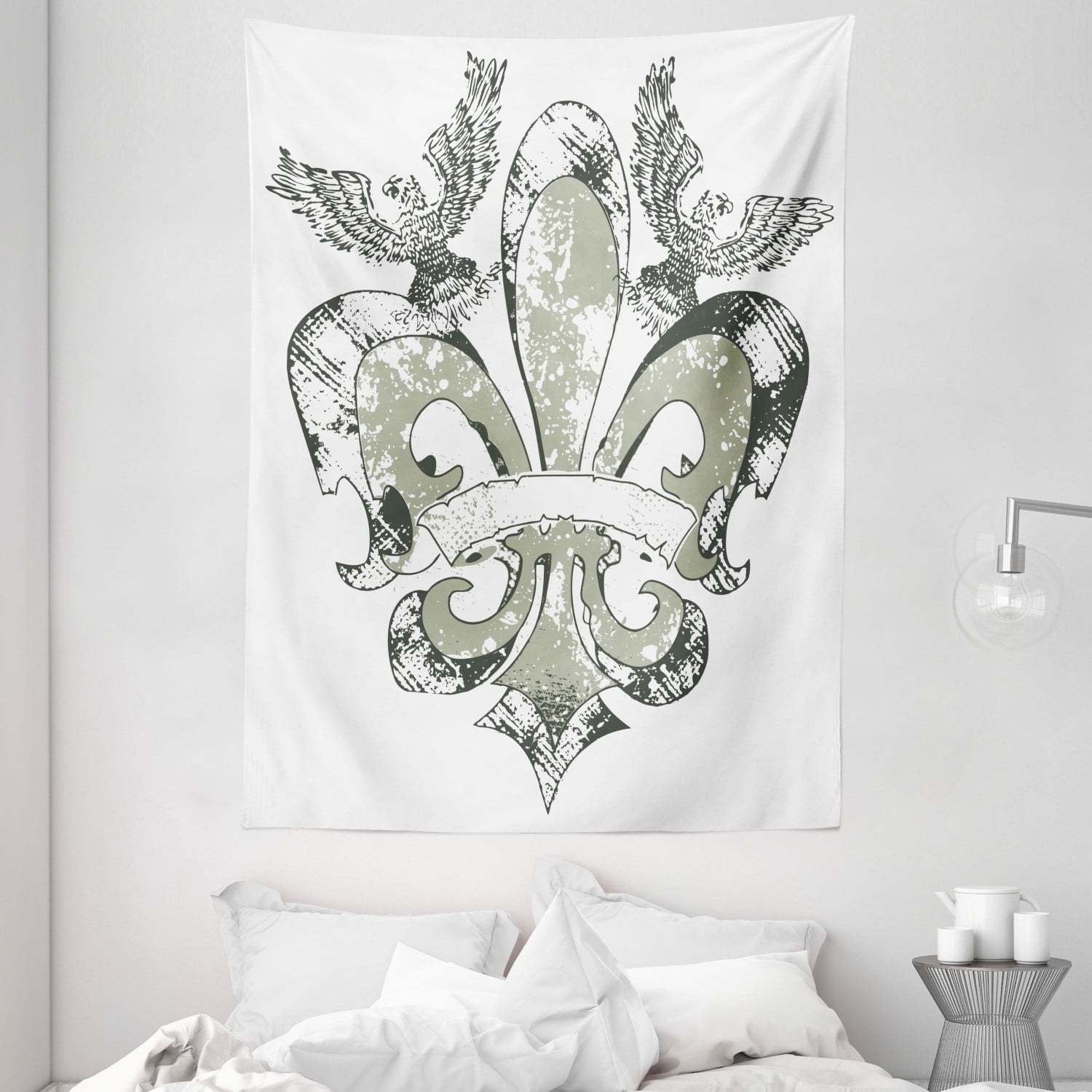 Fleur De Lis Tapestry, Eagles on Fleur De Lis Emblem Power Symbol