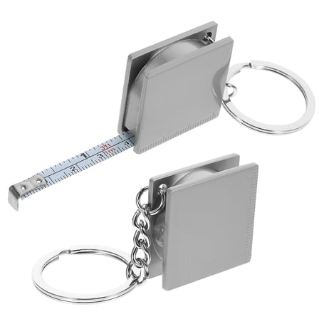 TOYMYTOY 2Pcs Portable Silver Tape Measure Keychain with Retractable Lock for Measuring Length