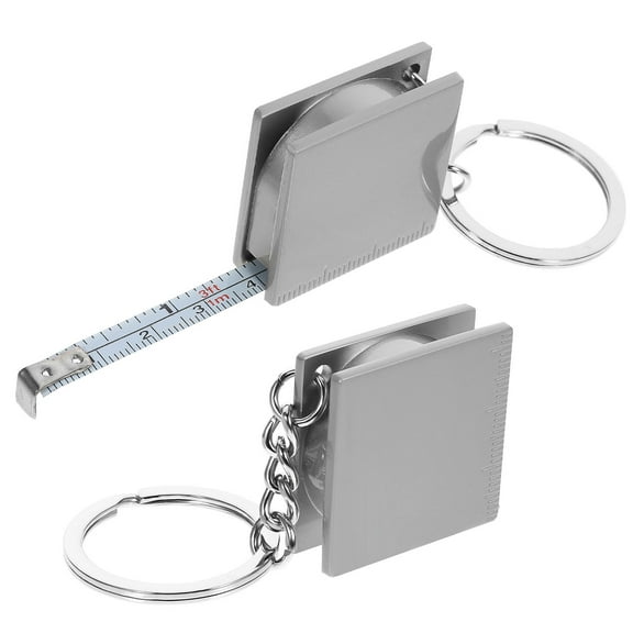 TOYMYTOY 2Pcs Portable Silver Tape Measure Keychain with Retractable Lock for Measuring Length
