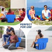 Wide Stadium Seat for Bleachers Reclining Stadium Chair w/Blue Cushion