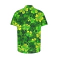 thumbnail image 4 of Ceisia Men's St. Patrick's Day All-Over Shamrock Print Short Sleeve Turndown Collar Stretch Casual Shirt Green M Gifts, 4 of 5