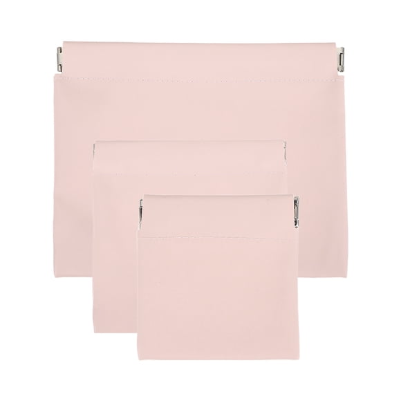 Bolsa de cosméticos de 3 piezas, 3 tamaños (8/12/14 cm) para mujeres, bolsa de maquillaje impermeable de cuero, rosa