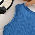 thumbnail image 5 of Tisuna Child Girl'S Solid Color Summer Outfits Sleeveless Crew Neck Vest And Shorts Set Comfortable Soft Little Girls Holiday School Beach Wear Blue Size 9-10 Years, 5 of 9