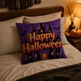 thumbnail image 5 of Sahpxhe Halloween Castle Pillow Covers,18x18in Spooky Bat Pattern Decorative Sofa Cushion Pillow Cases with Hidden Zipper for Halloween Decoration,Living Room Sofa Purple, 5 of 6