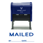 Vivid Stamp Mailed With By Date Line Self Inking Rubber Stamp (Red Ink) - Large