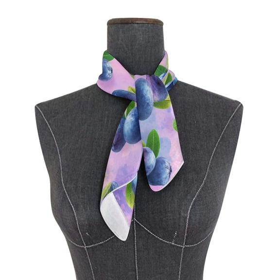 Square Scarf 24x24 Inch Blueberries Pattern Silky Satin Sun Protection Neck Scarf for Women Multi-Purpose Head Wrap Bandana for Hair Bag Decoration