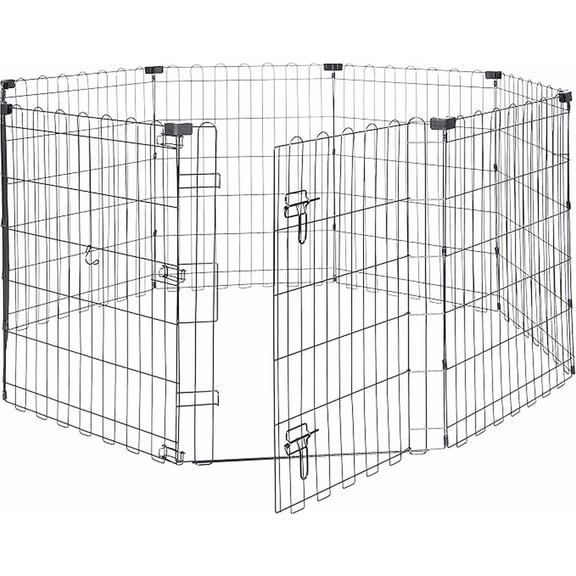 Small Indoor Outdoor Exercise Dog Playpen 8 Panels 30 Inch in Black