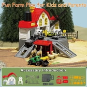 Farm Toy Playset with 49 Pieces - Barn House, 12 Animal Figurines, Tractor Truck, Fences & Play Mat | Educational Learning Toys for Kids Ages 3-12 (ASTM Certified)