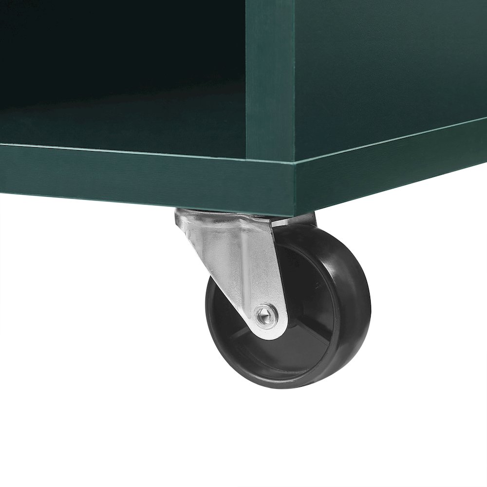 Crosley Furniture Carlo Rolling Record Player Stand With Vinyl Storage Dark Teal