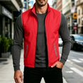 thumbnail image 2 of Ecqkame Men's Reflective Vest High Visibility Stand Collar Full Zip Side Pockets Vests Lightweight Safety Outdoor Daily Outerwear Red M, 2 of 9