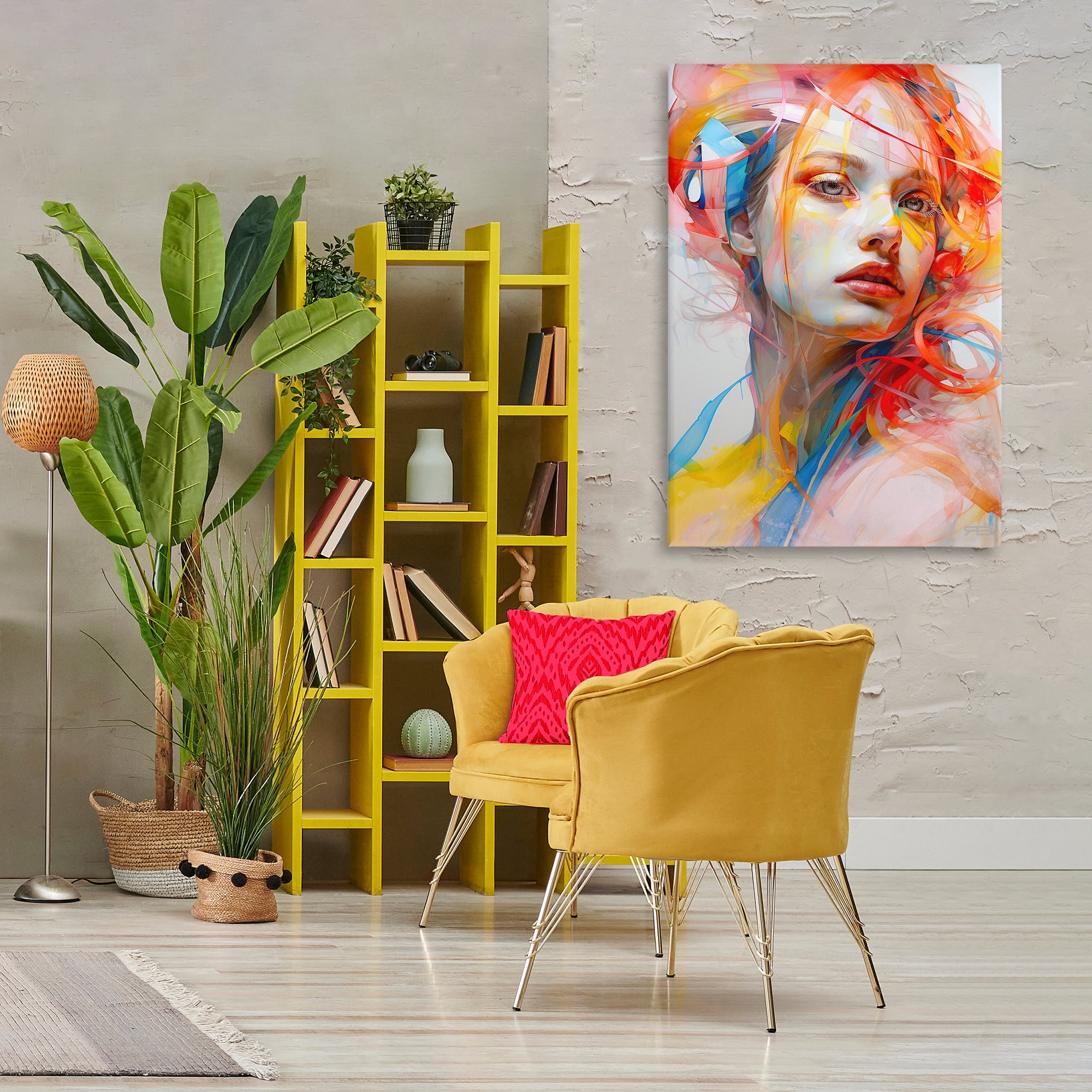 Stupell Industries Swirling Hair Portrait Novelty Painting Gallery Wrapped Canvas Art Print Wall Art, 30 x 45