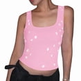 thumbnail image 2 of Y2K Women'S Rhinestone Decorated Ribbed Square Neck Sleeveless Cropped Top Pink L, 2 of 8