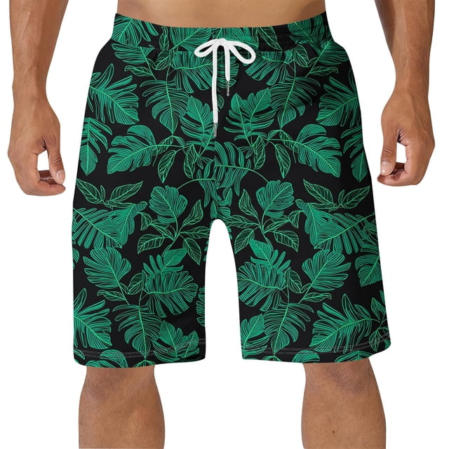 Tauxra Men's Swim Trunks with Pockets Elastic Waistband Drawstring Quick Dry Beach Shorts for Men, Casual Printed Summer Bathing Suit with Mesh Lining