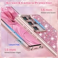 thumbnail image 3 of Case for Samsung Galaxy S22,Glitter Crystal Diamond Rhinestone Sequin Shiny Bling Sparkly Glossy Luxury Electroplated,Aesthetic Cute Full Protection for Samsung Galaxy S22,Pink, 3 of 8