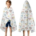 thumbnail image 3 of Pastel Fairy Rainbow Pattern Hooded Bath Towel，50"x30" for Ages 3 To 12 Kids, Quick Dry Lightweight Soft Microfiber Hood Beach Towel Cover Up for Kids, 3 of 7
