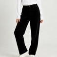 thumbnail image 5 of Bzdzmqm Women's Corduroy Pants Casual High Waisted Trousers with Pockets Elastic Waist Baggy Wide Leg Loose Trousers, Black M, 5 of 6