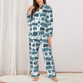 thumbnail image 2 of KLL Modern Furniture Print Women's Long Sleeve Pajamas with Pants Sleepwear Loungewear 2 Set-Large, 2 of 7