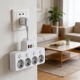 thumbnail image 3 of Wall Socket Extender with USB Charging Ports Individual Control Switches Surge Protector Fast Charging USB A Type C for Home Office, 3 of 7
