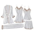 thumbnail image 2 of YHAJDS Womens Pajama Set 5 Piece Satin Look Lace Cami Robe Plus Size Loungewear, 2 of 3