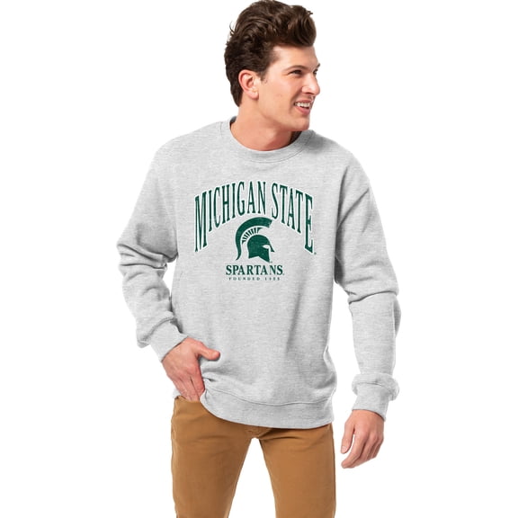 Men's League Collegiate Wear Heather Gray Michigan State Spartans Essentials 2.0 Fleece Pullover Sweatshirt