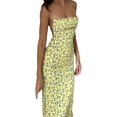thumbnail image 4 of Maxi vestidos para mujer correa de espagueti sin negro recorte delgado fruncido bodycon vestido largo verano Y2K Streetwear, 4 of 5