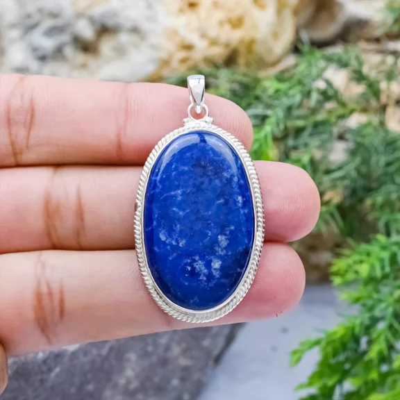 Blue Lapis Lazuli 925 Sterling Silver Natural Gemstone Elegant Pendant, September Birthstone, Handmade Jewelry, Gift For Christmas
