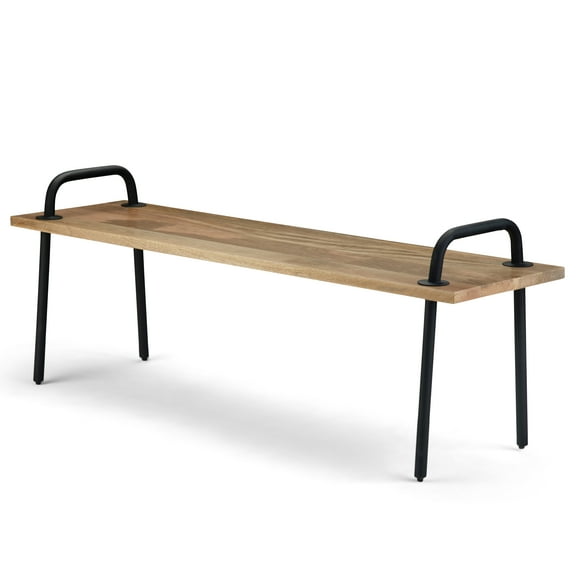 Simpli Home Berkeley SOLID MANGO WOOD 56 inch Wide Industrial Entryway Bench in Natural