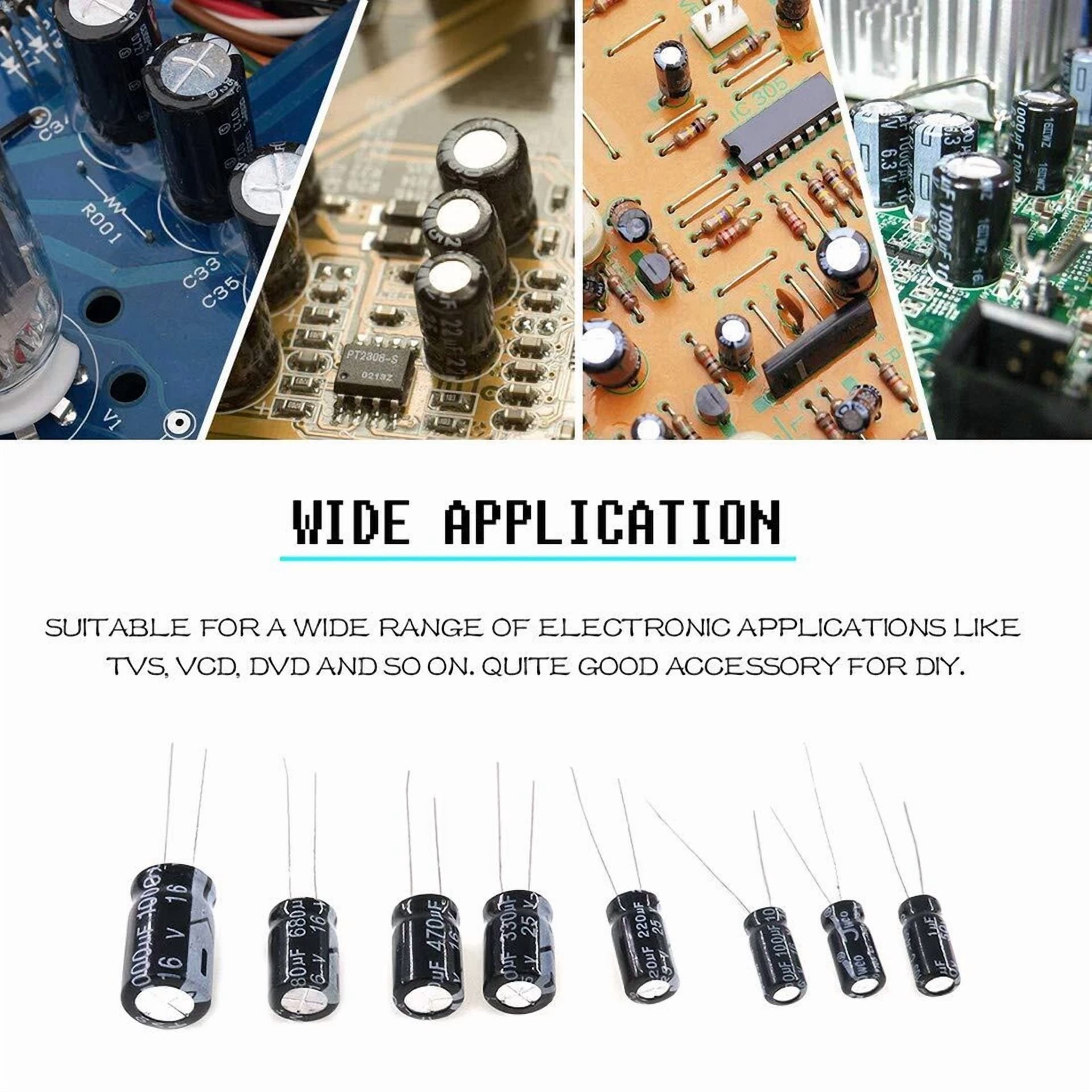 CIRCLE- Hilitchi 240-Pcs 24 Values Black Electrolytic Capacitors Assorted Assortment Kit