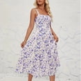 thumbnail image 5 of Women's Floral Dress Summer Sexy Sleeveless Spaghetti Straps Boho Flowers Long Dress with Slit, 5 of 7