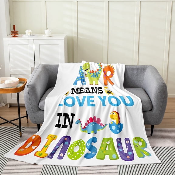 YST Cartoon Dino Blanket Queen Inch Cute Dinosaurs Throw Blanket For Kids Boys Girls, Kawaii Animals Roar Fleece Blanket Colorful Dino Egg Bedroom Decor Sherpa Blanket