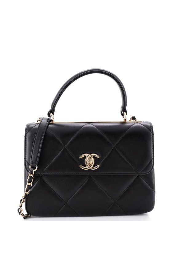 Pre-Owned Trendy CC Top Handle Bag Quilted Lambskin Small By Rebag