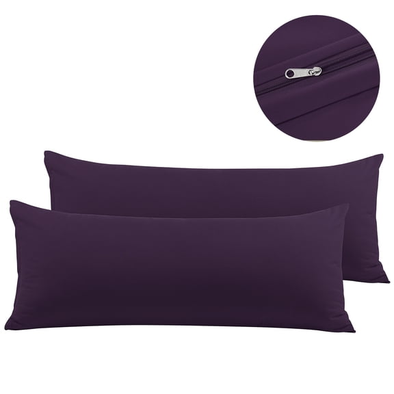 PiccoCasa Zippered Body Pillow Cover Microfiber Silky-Soft Jumbo Plum