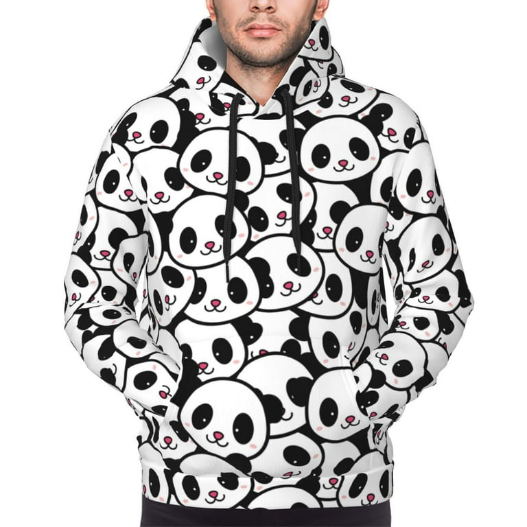 Hoodies for Men Cute Panda Face Long Sleeve Casual Sweatshirt with