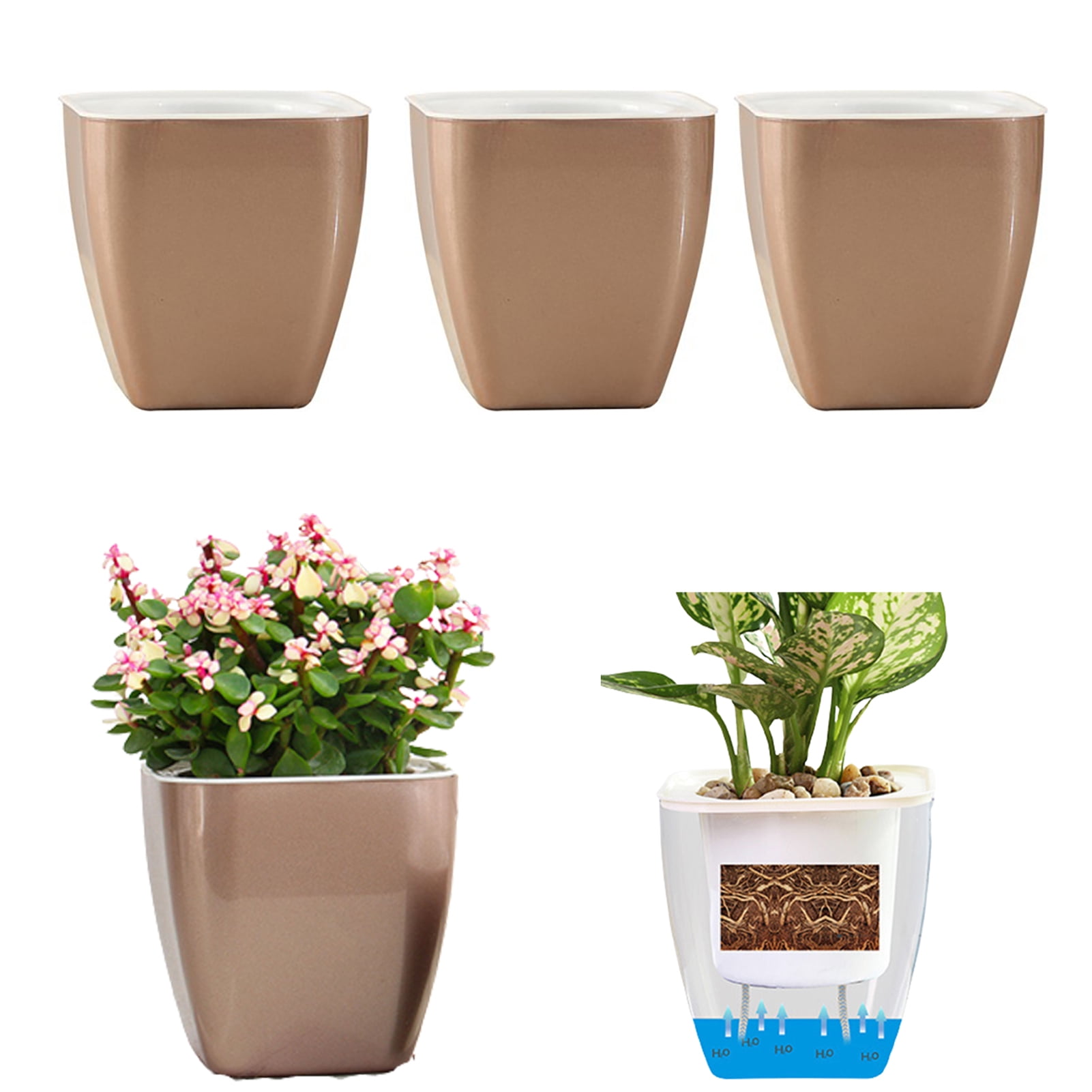 Bobasndm 3 Pack Self Supporting Planters and Pots for Indoor Plants