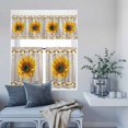 thumbnail image 6 of Kitchen Window Curtains Valance and Tier Set, Watercolor Sunflower Berry on Wood Rod Pocket Tier Curtain Valance Set, Farm Wooden Plank Light Filtering Cafe Curtains for Bedroom Living Room, 6 of 9
