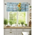 thumbnail image 2 of Sweet Home Valances for Windows Sunflower Vintage Rustic Lake Blue Stripe Wood Board Valance Rod Pocket Short Window Treatments Curtains for Kitchen Bathroom Living Room Bedroom, 42 x 12 Inch, 2 of 7