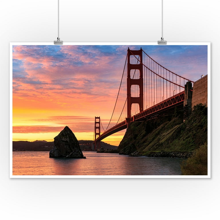 San Francisco, California - Golden Gate Bridge at Sunrise - Photography  A-92299 (12x18 Art Print, Wall Decor Travel Poster)