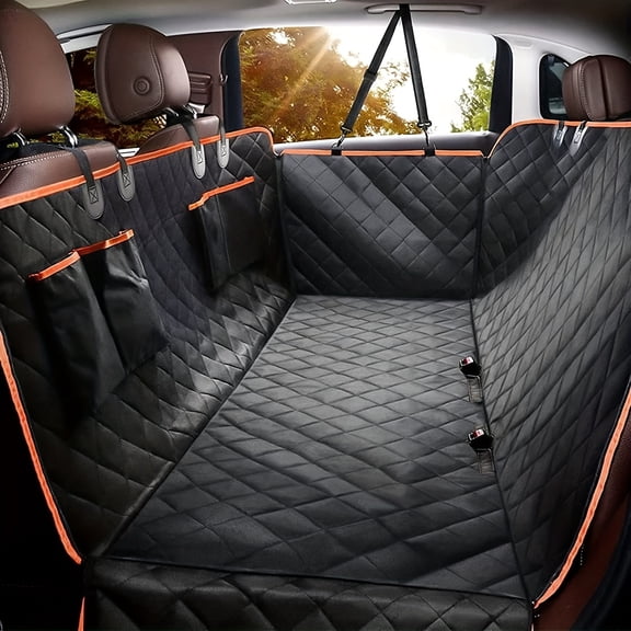 Waterproof Dog Car Seat Cover for Back Seat, Quilted Pet Hammock Protector with Side Flaps, Non-Slip Scratch Resistant Seat Cover for Cars, SUVs and Trucks