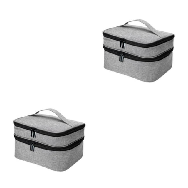 Guardoinrt Portable Nail Polish Storage Bag Sturdy And Durable Gift For Nail Lovers Polyester Nail Polish Organizer Bags LightGray 2Set