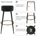 thumbnail image 4 of Duhome Elegant Lifestyle Modern 30" Round Velvet Bar Stool Upholstered Kitchen Counter Stool Set of 2 Black, 4 of 7