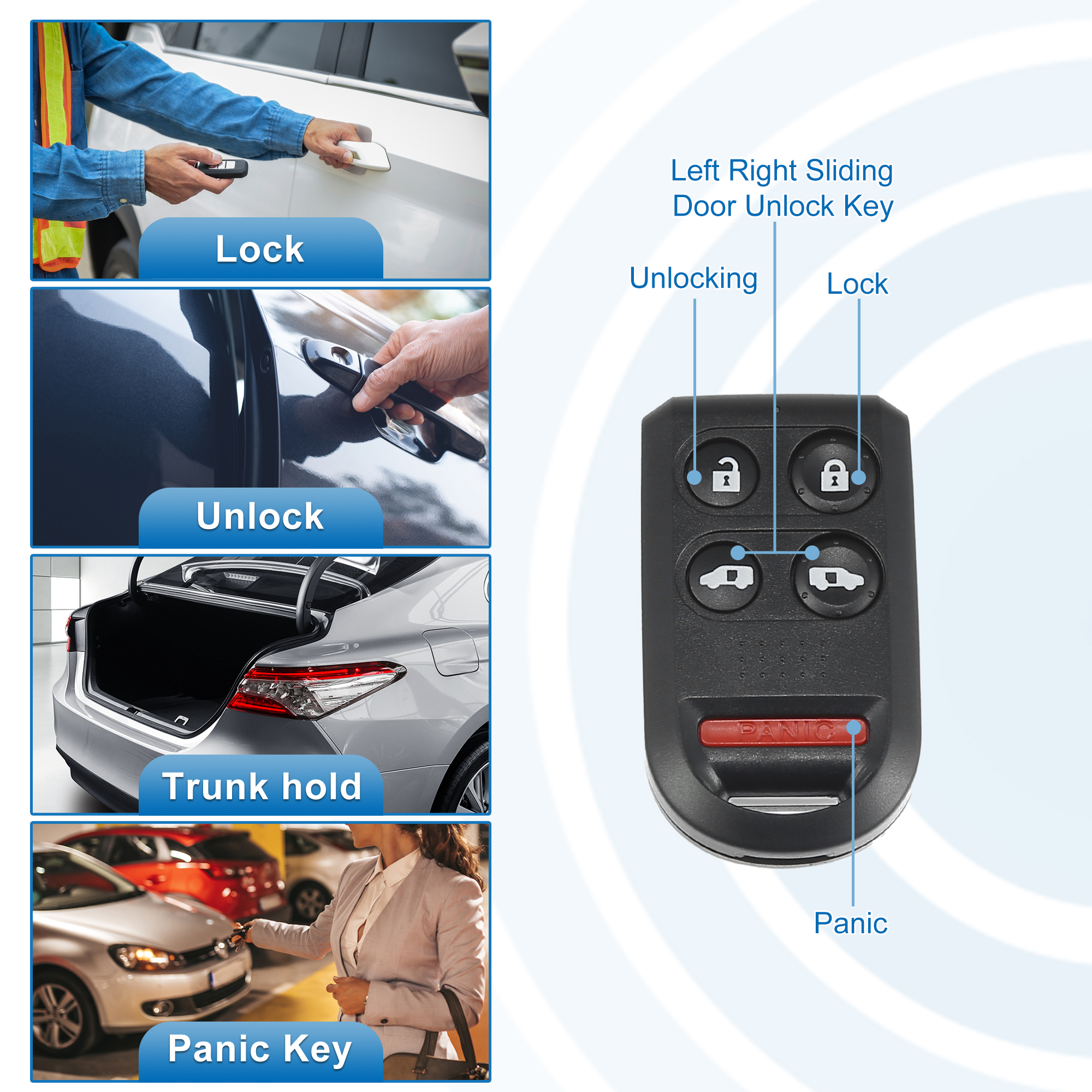 X AUTOHAUX Car Key Fob Shell Replacement - 5-Button Remote Case For Honda Odyssey 2005-2007 (Black)