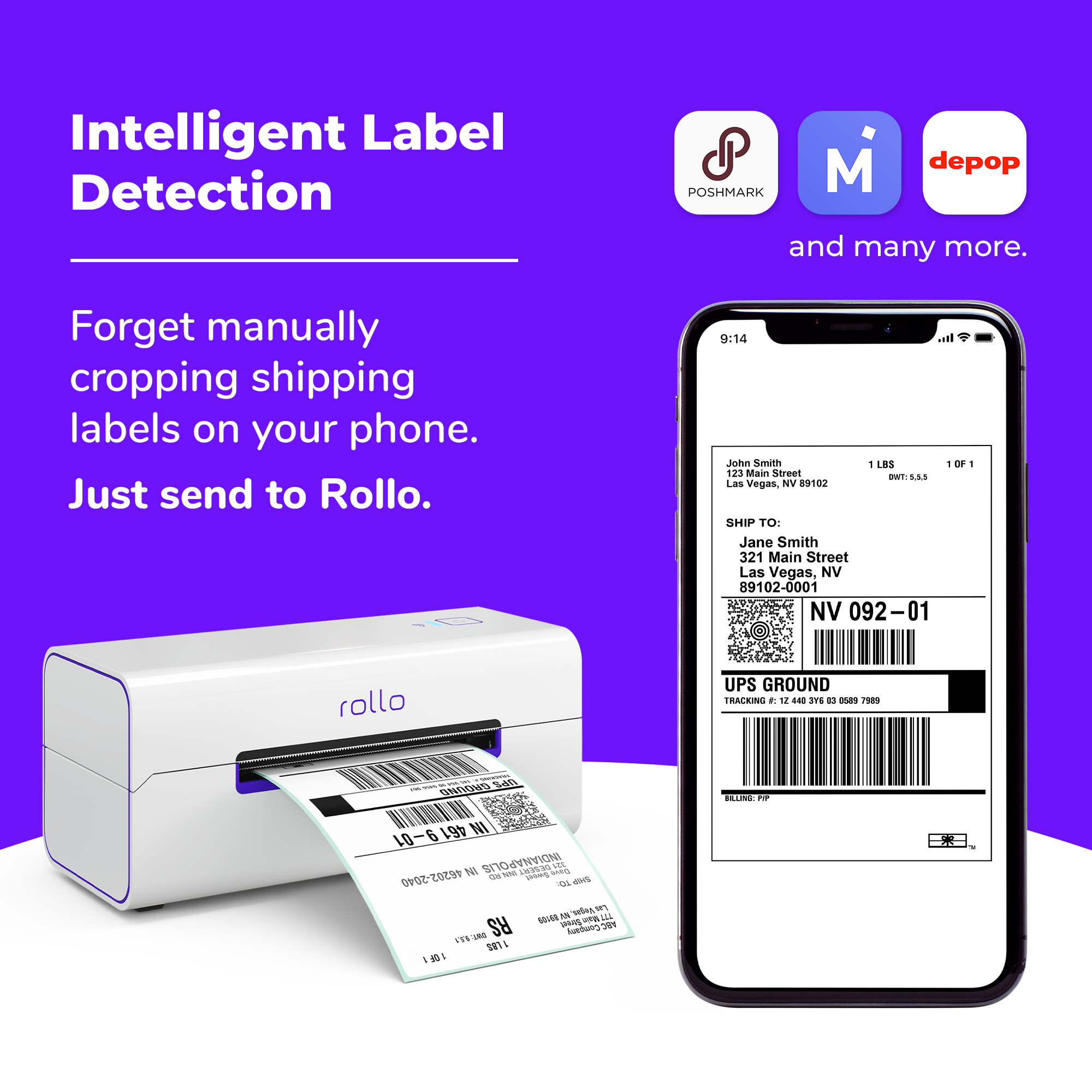 Rollo Wireless Shipping Label Printer Wi-Fi Thermal Label Printer for  Shipping Packages AirPrint from iPhone, iPad, Mac