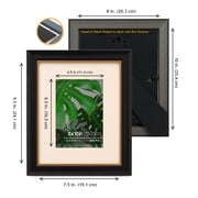 8x10 Black Bronze and Gold 2 Tone Vintage Studio Picture Frame, Two Way Display, Hand Crafted Solid Wood Profile, Creamy Museum Archival Matted to 5x7 inch, Gold Trim